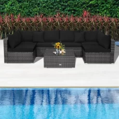 Tangkula 7PCS Patio Rattan Sectional Sofa Set Outdoor Furniture Set W/ Cushions -Tangkula GUEST e6253f49 b3f3 43d9 8459 67b2b65faea6