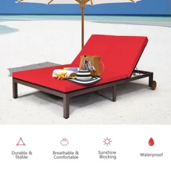 Tangkula Adjustable Patio Rattan 2 Person Recliner Lounge Chair W/ Red Cushion Wheel 16 Tangkula Adjustable Patio Rattan 2 Person Recliner Lounge Chair W/ Red Cushion Wheel -Tangkula GUEST e6c7cdba 295f 4428 bc48 53248cd4f757