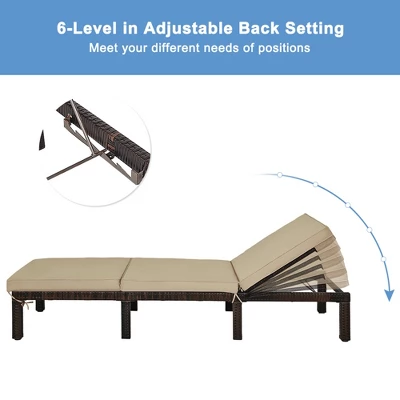 Tangkula Patio Rattan Chaise Lounge Chair Recliner Outdoor W/ 6 Positions Cushion 9 Tangkula Patio Rattan Chaise Lounge Chair Recliner Outdoor W/ 6 Positions Cushion - Image 7