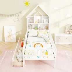 Tangkula Twin Size House Bed W/ 2 Drawers Kids Montessori Bed W/ Storage Headboard -Tangkula GUEST e725ac47 3423 409c 9372 71926420edee