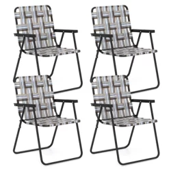 Tangkula Set Of 4 Webbed Lawn Chairs, Outdoor Patio Folding Chairs W/ Heavy-Duty Metal Frame Lightweight Portable Web Camping Chairs Brown/Blue/Red 15 Tangkula Set Of 4 Webbed Lawn Chairs, Outdoor Patio Folding Chairs W/ Heavy-Duty Metal Frame Lightweight Portable Web Camping Chairs Brown/Blue/Red -Tangkula GUEST e79fd129 cd34 452b 836b 9782e8e9b252