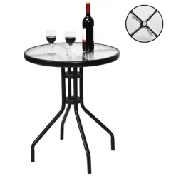 Tangkula 3 Pieces Bistro Set Outdoor Furniture Set With Tempered Glass Table Umbrella Hole -Tangkula GUEST e7a115bb 6a4a 4cbe 818e 8a9b76ce3cfb