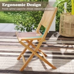Tangkula 2 PCS Folding Patio Chairs W/ Inclined Backrest Teak Wood Outdoor Dining Chairs -Tangkula GUEST e801cec2 7d6d 4de1 b1b3 b49f83c5b393