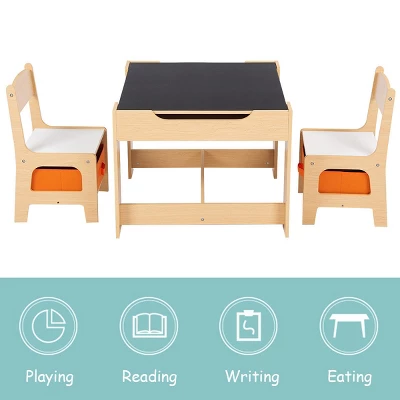 Tangkula Children Kids Table Chairs Set With Storage Boxes Blackboard Whiteboard Drawing 4 Tangkula Children Kids Table Chairs Set With Storage Boxes Blackboard Whiteboard Drawing - Image 3