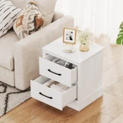 Tangkula Farmhouse Nightstand Set Of 2 Wood Bedside Table With 2 Storage Drawers Compact Floor Night Stand End Table White Accent Sofa Side Table -Tangkula GUEST e8ba4785 44c6 48ae 93c7 be8f0f8edbfe