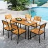 Tangkula 7 PCS Outdoor Dining Set For 6 Acacia Wood Rectangular Table & 6 Armless Chairs 1 Tangkula 7 PCS Outdoor Dining Set For 6 Acacia Wood Rectangular Table & 6 Armless Chairs -Tangkula GUEST e8d6cddc fa18 4bdf 8630 8b1fd552b403