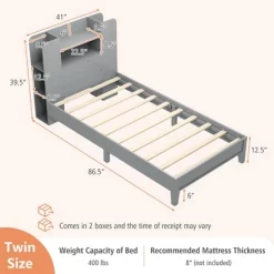 Tangkula Twin Size Bed Frame Wooden Platform Bed Kids Bed Frame W/ Bookcase Headboard 20 Tangkula Twin Size Bed Frame Wooden Platform Bed Kids Bed Frame W/ Bookcase Headboard -Tangkula GUEST e9920651 cc47 4b82 8ada 98853ee9add6