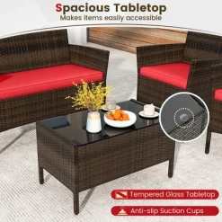 Tangkula 8 Piece Patio Rattan Conversation Set Outdoor Wicker Furniture Set With Chair Loveseat & Tempered Glass Table Cozy Seat Cushions 14 Tangkula 8 Piece Patio Rattan Conversation Set Outdoor Wicker Furniture Set With Chair Loveseat & Tempered Glass Table Cozy Seat Cushions -Tangkula GUEST e99d2988 802c 43ee afd2 23e829526408