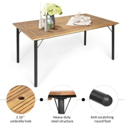 Tangkula 7 PCS Patio Rattan Dining Furniture Set Armrest Chairs Wooden Table 12 Tangkula 7 PCS Patio Rattan Dining Furniture Set Armrest Chairs Wooden Table -Tangkula GUEST e9adbc23 9e60 4480 958a 694de822ff8d