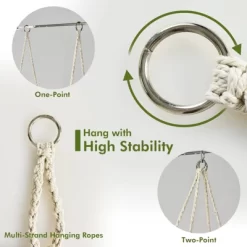 Tangkula Hammock Chair Macrame Swing, Patio Hanging Hammock Chair W/ LED Lights, Hanging Cotton Rope Hammock Swing Chair 16 Tangkula Hammock Chair Macrame Swing, Patio Hanging Hammock Chair W/ LED Lights, Hanging Cotton Rope Hammock Swing Chair -Tangkula GUEST e9b3a37c 3948 47ef ab3d 1dc59c524d9a