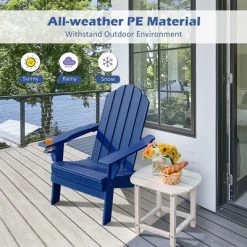 Tangkula Folding Patio Adirondack Chair Weather Resistant Cup Holder Yard Navy -Tangkula GUEST e9bb79be af51 46cb 9968 eac6ea103b7a