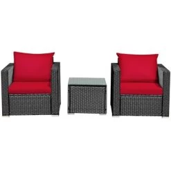 Tangkula 3PCS Patio Rattan Furniture Conversation Set With 2 Cushioned Sofas & Coffee Table For Outdoor 18 Tangkula 3PCS Patio Rattan Furniture Conversation Set With 2 Cushioned Sofas & Coffee Table For Outdoor -Tangkula GUEST e9c035b2 061d 4c8c ae5c de367a29bcd7