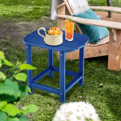 Tangkula 2 PCS 18" Patio Side Table Weather Resistant Adirondack Table Outdoor Chairside End Tables Waterproof HDPE Navy 3 Tangkula 2 PCS 18" Patio Side Table Weather Resistant Adirondack Table Outdoor Chairside End Tables Waterproof HDPE Navy