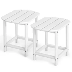 Tangkula 1PC/2PCS 18" Adirondack Square Tea Table Side Table Outdoor Small Patio Table Weather Resistant Or Backyard Garden White -Tangkula GUEST ea045c7a 8f89 4f8e a7a0 5418f36ac913