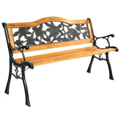Tangkula Garden Cast Iron Bench Porch Path Loveseat Hardwood Chair For Patio Park -Tangkula GUEST ea7c929c d353 4961 b197 eec6bf889acb