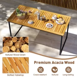 Tangkula 3 PCS Outdoor Dining Set For 6 W/Acacia Wood Tabletop Metal Frame Umbrella Hole 11 Tangkula 3 PCS Outdoor Dining Set For 6 W/Acacia Wood Tabletop Metal Frame Umbrella Hole -Tangkula GUEST ea870387 47f9 4ddc a4cf 7e40a6996d73