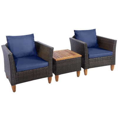 Tangkula 3 Piece Outdoor Rattan Sofa Set Wicker Conversation Furniture Set With Cushions 13 Tangkula 3 Piece Outdoor Rattan Sofa Set Wicker Conversation Furniture Set With Cushions - Image 11