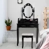 Vanity Table Set Detachable Makeup Table Dressing Desk With Mirror & Cushioned Stool Brown/White/Black -Tangkula GUEST eb0bd065 caf3 43b1 86c4 114cc51e5b8d