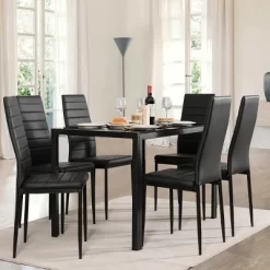 Tangkula Set Of 6 Dining Chairs High Back Kitchen Home Furniture,PVC