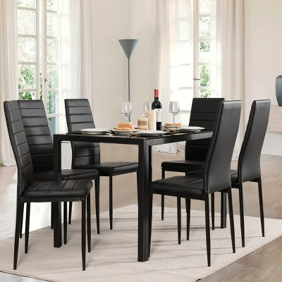Tangkula Set Of 6 Dining Chairs High Back Kitchen Home Furniture,PVC 2 Tangkula Set Of 6 Dining Chairs High Back Kitchen Home Furniture,PVC