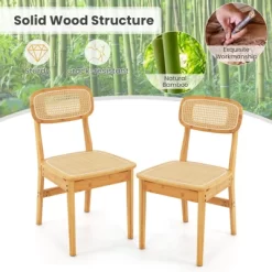 Tangkula Rattan Dining Chairs Set Of 2 Kitchen Dining Chairs With Simulated Rattan Backrest & Wood Frame 11 Tangkula Rattan Dining Chairs Set Of 2 Kitchen Dining Chairs With Simulated Rattan Backrest & Wood Frame -Tangkula GUEST eb44cd24 56d8 43c4 b3ea 6fee64632252