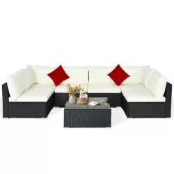 Tangkula 7-Piece Patio PE Rattan Sectional Sofa Furniture Set Wicker Sofa Conversation Set -Tangkula GUEST ebe79b5d cd93 4328 aa5f d98281d9cce8