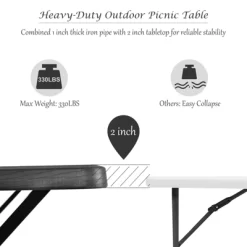 Tangkula Outdoor Picnic Table Bench Set Patio Camping Table W/Steel Frame & Wood Texture Tabletop For Garden -Tangkula GUEST ebea3b69 6023 4a7f 9388 a8ea03b290ef