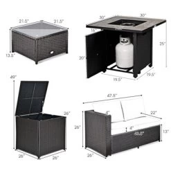 Tangkula 5-Piece Patio Furniture Set With 30 Inches Gas Fire Pit Table Outdoor PE Wicker Sectional Sofa Set With Cushions Red/Beige/Navy/Turquoise 22 Tangkula 5-Piece Patio Furniture Set With 30 Inches Gas Fire Pit Table Outdoor PE Wicker Sectional Sofa Set With Cushions Red/Beige/Navy/Turquoise -Tangkula GUEST ebf100e4 14a9 4ac7 a2be b033a74d193e