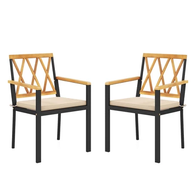 Tangkula Patio Dining Chairs Set Of 2 Metal Outdoor Chairs W/ Removable Padded Cushions 11 Tangkula Patio Dining Chairs Set Of 2 Metal Outdoor Chairs W/ Removable Padded Cushions - Image 9