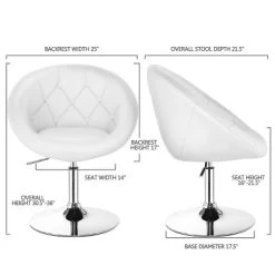 Tangkula Modern Swivel Bar Stools Height Adjustable Round Tufted Back Accent Chair Black/White -Tangkula GUEST ec9636a9 2bc5 4d4c 9a10 7837ce076125