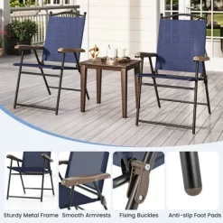 Tangkula Patio Folding Chairs Set Of 2 Outdoor Dining Chairs W/ Ergonomic Backrests & Armrests -Tangkula GUEST ecf383c5 95b4 43c0 8bb2 68ff5997151e