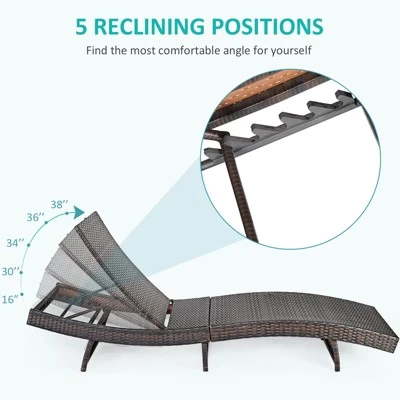Tangkula Patio Adjustable Rattan Chaise Lounge Chair Folding Reclining Wicker Chair 7 Tangkula Patio Adjustable Rattan Chaise Lounge Chair Folding Reclining Wicker Chair - Image 5