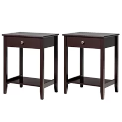 Tangkula 2PCS Nightstand Sofa Side End Table Bedroom Living Room W/ Shelf Drawer Brown -Tangkula GUEST edd0df7d c7e3 4005 8b14 b67048d28486