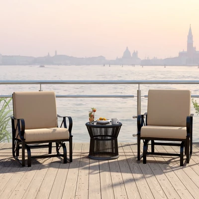 Tangkula 2 Pieces Patio Glider Chair Outdoor Metal Glider W/ Seat & Back Cushions Backyard Poolside 3 Tangkula 2 Pieces Patio Glider Chair Outdoor Metal Glider W/ Seat & Back Cushions Backyard Poolside