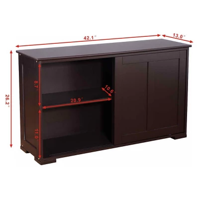 Tangkula Wood Buffet Cupboard Kitchen Storage Cabinet Sideboard W/ Sliding Door 9 Tangkula Wood Buffet Cupboard Kitchen Storage Cabinet Sideboard W/ Sliding Door - Image 7