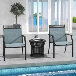 Tangkula Patio Dining Chairs Set Of 4 All Weather Outdoor Chairs W/ High Back & Armrests Blue -Tangkula GUEST ee9fd5bc 75b2 40bc abaa 03e652ea61cf