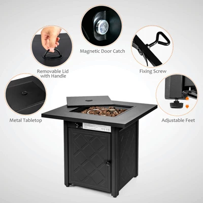 Tangkula Set Of 7 Patio Furniture Set W/ 28" 50000 BTU Propane Gas Fire Pit Table Cushions 3 Tangkula Set Of 7 Patio Furniture Set W/ 28" 50000 BTU Propane Gas Fire Pit Table Cushions