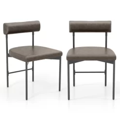 Tangkula Dining Chair Set Of 2 Faux Leather Upholstered Kitchen Side Chair W/ Curved -Tangkula GUEST ef07bec0 68a4 4c5c a4e5 0c5c17d55159