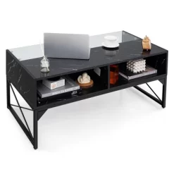 Tangkula High-gloss LED Coffee Table W/ Faux Marble & Tempered Glass Top 4 Storage Cubes 22 Tangkula High-gloss LED Coffee Table W/ Faux Marble & Tempered Glass Top 4 Storage Cubes -Tangkula GUEST ef143b22 b55f 4851 aa86 98c460a81c21