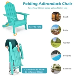 Tangkula 2PCS Folding Adirondack Chair Outdoor Adirondack Chair Weather Resistant Lounger For Backyard Porch Poolside Turquoise/Grey/White/Black -Tangkula GUEST ef425373 4971 4991 b789 faa56be6d744