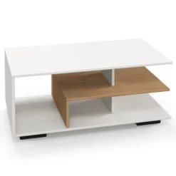 Tangkula Geometric Coffee Table W/ Storage Shelves 3-Tier Rectangular Tea Table -Tangkula GUEST ef4cafe4 89ca 4456 a551 20afc89325b6