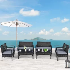 Tangkula 4PCS Rattan Wicker Outdoor Patio Conversation Set Cushioned Sofa Coffee Table 8 Tangkula 4PCS Rattan Wicker Outdoor Patio Conversation Set Cushioned Sofa Coffee Table -Tangkula GUEST ef6da5a0 6e35 447f af86 bf98be7377a9