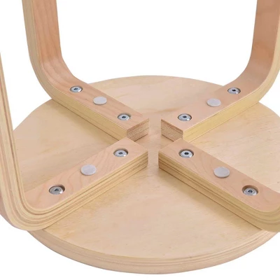 Tangkula 4 Pcs 17" Round Stacking Stool Dining Chair Set Backless Wood Seats Natural 6 Tangkula 4 Pcs 17" Round Stacking Stool Dining Chair Set Backless Wood Seats Natural - Image 4