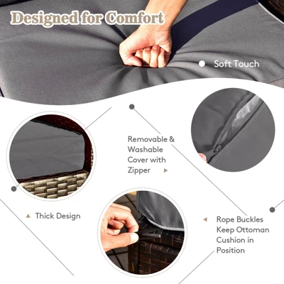 Tangkula 9 Pieces Furniture Set W/ 50,000 BTU Propane Fire Pit Table Patio Gray 6 Tangkula 9 Pieces Furniture Set W/ 50,000 BTU Propane Fire Pit Table Patio Gray - Image 4