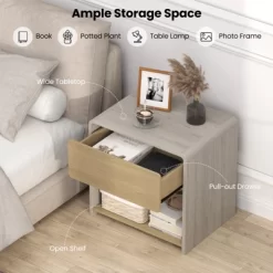 Tangkula 2 PCS Modern Style Nightstand 2-Tier Sofa Side Bedside Table W/ Drawer & Open Shelf 17 Tangkula 2 PCS Modern Style Nightstand 2-Tier Sofa Side Bedside Table W/ Drawer & Open Shelf -Tangkula GUEST eff0c16a 14ec 4d20 9c3b d580270119d5