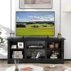 Tangkula 58" TV Stand Entertainment Center W/ 3-Adjustable Shelves For 65" TV Black -Tangkula GUEST effe4d8e 4238 4968 a3c3 3af7100a6b59