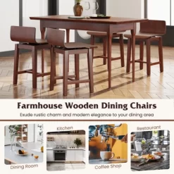 Tangkula Swivel Dining Chair Set Of 4 Farmhouse Wooden Kitchen Chairs Armless Side Chairs -Tangkula GUEST f047d46d 29b5 4364 ae0c f0307567aaca