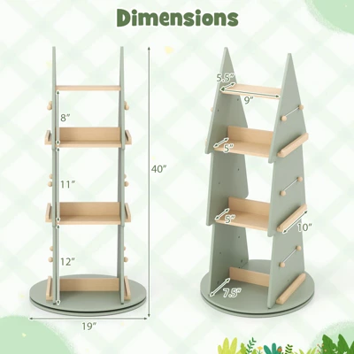 Tangkula Kids Rotating Bookshelf 4 Tier Tree Shape Revolving Bookcase 360°Display Rack 10 Tangkula Kids Rotating Bookshelf 4 Tier Tree Shape Revolving Bookcase 360°Display Rack - Image 8