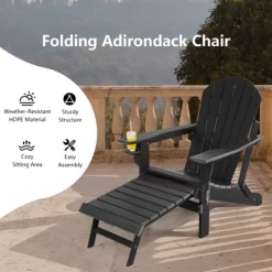 Tangkula 2PCS Adirondack Chair W/Ergonomic Design&Ottoman Outdoor Armchair HDPE Chair For Yard&Patio Black/Coffee/Grey/Turquoise/White -Tangkula GUEST f0fa0f74 0c97 4b7e 9625 47dc5983a08b