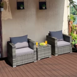 Tangkula 3-Piece Patio Wicker Conversation Set Bistro Rattan Sofa Chair With Washable Cushion Gray 12 Tangkula 3-Piece Patio Wicker Conversation Set Bistro Rattan Sofa Chair With Washable Cushion Gray -Tangkula GUEST f12e6fb3 4c05 4cf4 bd30 f3030d9eabbe